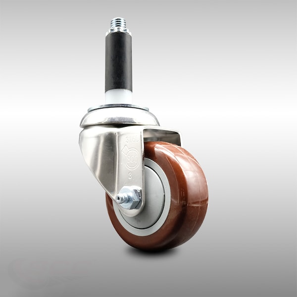 3 Inch 316SS Maroon Polyurethane Wheel Swivel 7/8 Inch Expanding Stem Caster